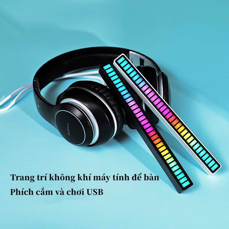 Đèn Cảm Biến Âm Thanh Thanh đèn Led Nháy Theo Nhạc RGB Điều Khiển APP Nhiều Chế Độ 32 Bit Thông Minh Kèm Cáp Sạc USB