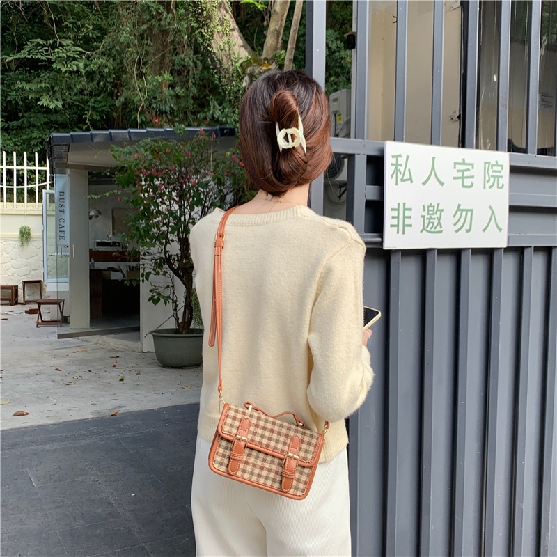 Túi đeo chéo hình vuông nhỏ phong cách retro Anh Quốc