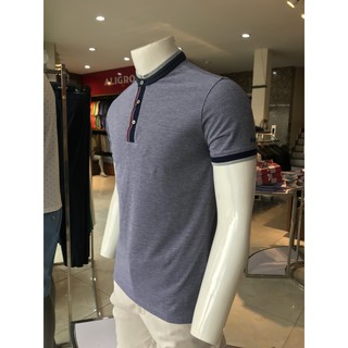 áo phông nam Aligro PL037cổ tàu màu ghi sáng