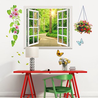 Decal Cửa Sổ Giỏ Hoa