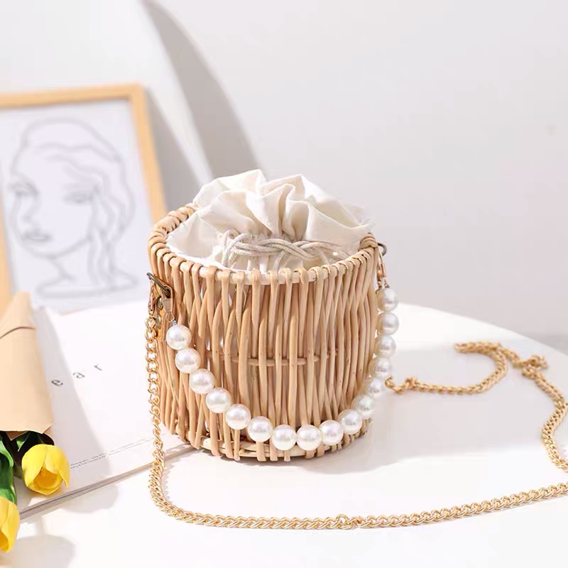 Túi Mây Đi Biển Đan Tay Thủ Công  Phối Dây Chuỗi Hạt Cho Nữ WESTIE - A142.TXN