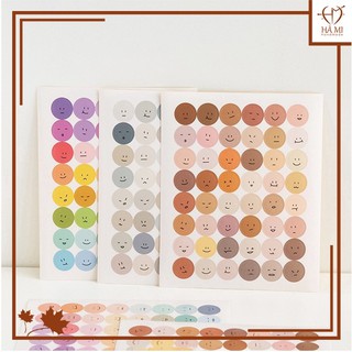 Miếng 48 nhãn dán sticker gương mặt nhiều biểu cảm dễ thương làm handmade và trang trí sổ tay Hà Mi Handmade