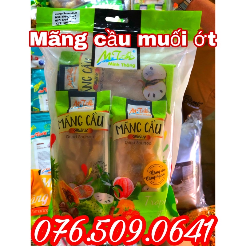 Mãng cầu sấy muối ớt Minh Thông đóng gói 500 gram