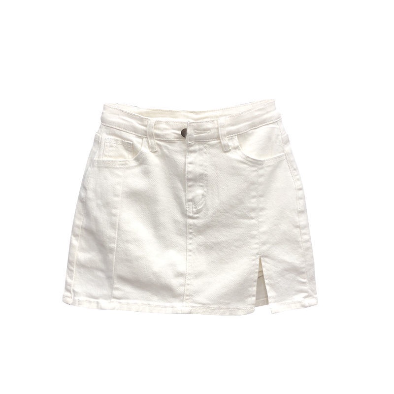 Jiashucheng Chân Váy Jean Ngắn Xẻ Tà Lưng Cao Thời Trang Xuân Hè 2023 Cho Nữ