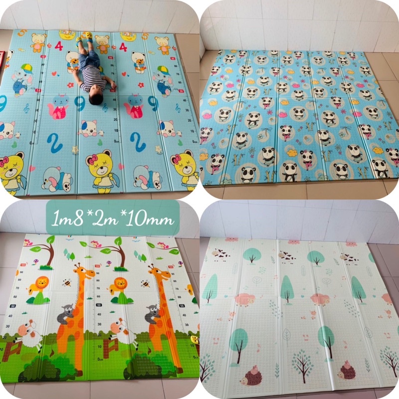 (HOẢ TỐC) Thảm xốp cho bé XPE gấp gọn tấm lót trải sàn 2 mặt chống thấm chống trơn hàn quốc phủ silicon 1m8 * 2m