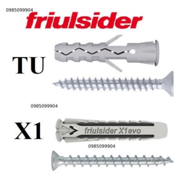 Tắc kê nhựa Tắc kê Ý Friulsider TU - X1 Bu lông nở nhựa Friulsider X1 (x1 evo) chính hãng, độ bền cao (1cái )