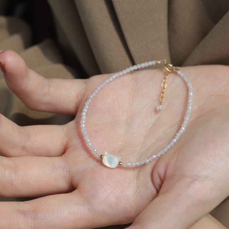 Vòng đeo tay hình con mèo đen trắng Vòng đeo tay hạt pha lê thời trang Vòng đeo tay Hàn Quốc dễ thương vòng đeo tay phụ nữ vòng đeo tay