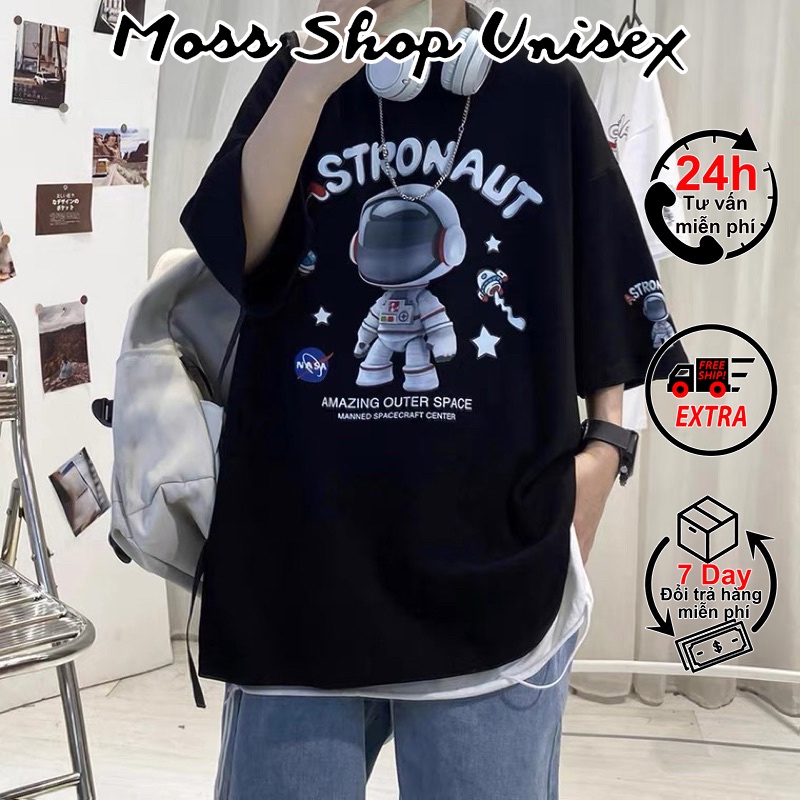 Áo thun tay lỡ Astronaut Phi Hành Gia MOSSSHOP - Áo phông nam nữ phong cách hàn quốc ulzzang form rộng 65kg