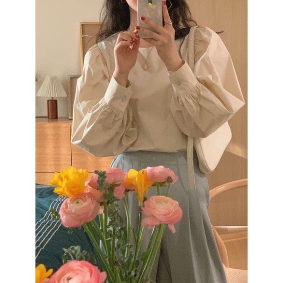 Sơ mi nữ dài tay hàn quốc,Sơ mi thô dài tay nữ tính rhstore