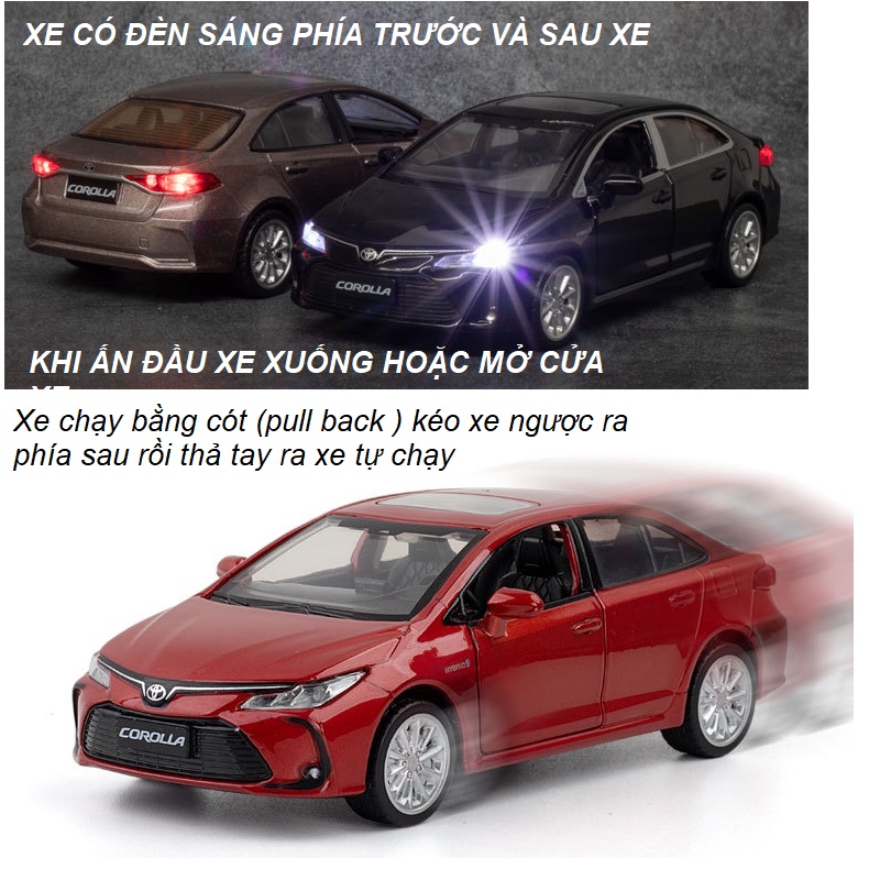 Mô hình xe ô tô Toyota Corolla Hybrid tỉ lệ 1:32 bằng kim loại có âm thanh và đèn