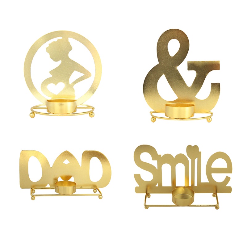 Chân Nến Bằng Sắt In Chữ Phong Cách Bắc Âu Lãng Mạn Dùng Trang Trí Bàn Ăn