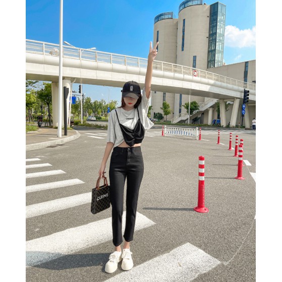 Quần bò baggy nữ đen quần jean baggy nữ quần jeans nữ lưng cao cạp cao 3 size S M L hot năm 2021 nashop 1089 QT11