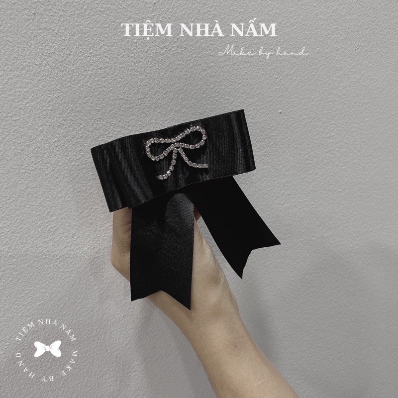 TAG NƠ CÀI ÁO ĐÍNH ĐÁ NƠ 2 TẦNG - [ Nhà Nấm handmade ]