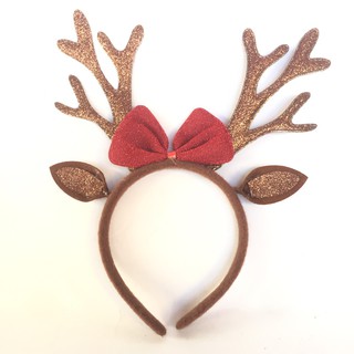 Bờm sừng tuần lộc gắn nơ nâu chơi Noel(Mẫu Mới)