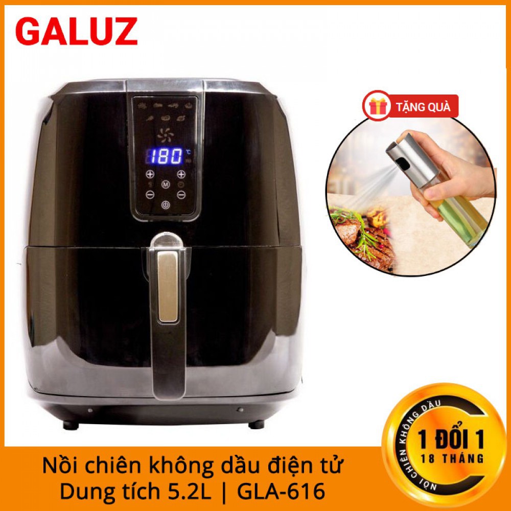 [Tặng bình xịt dầu]  Nồi chiên không dầu điện tử Galuz 5.2l GLA-616