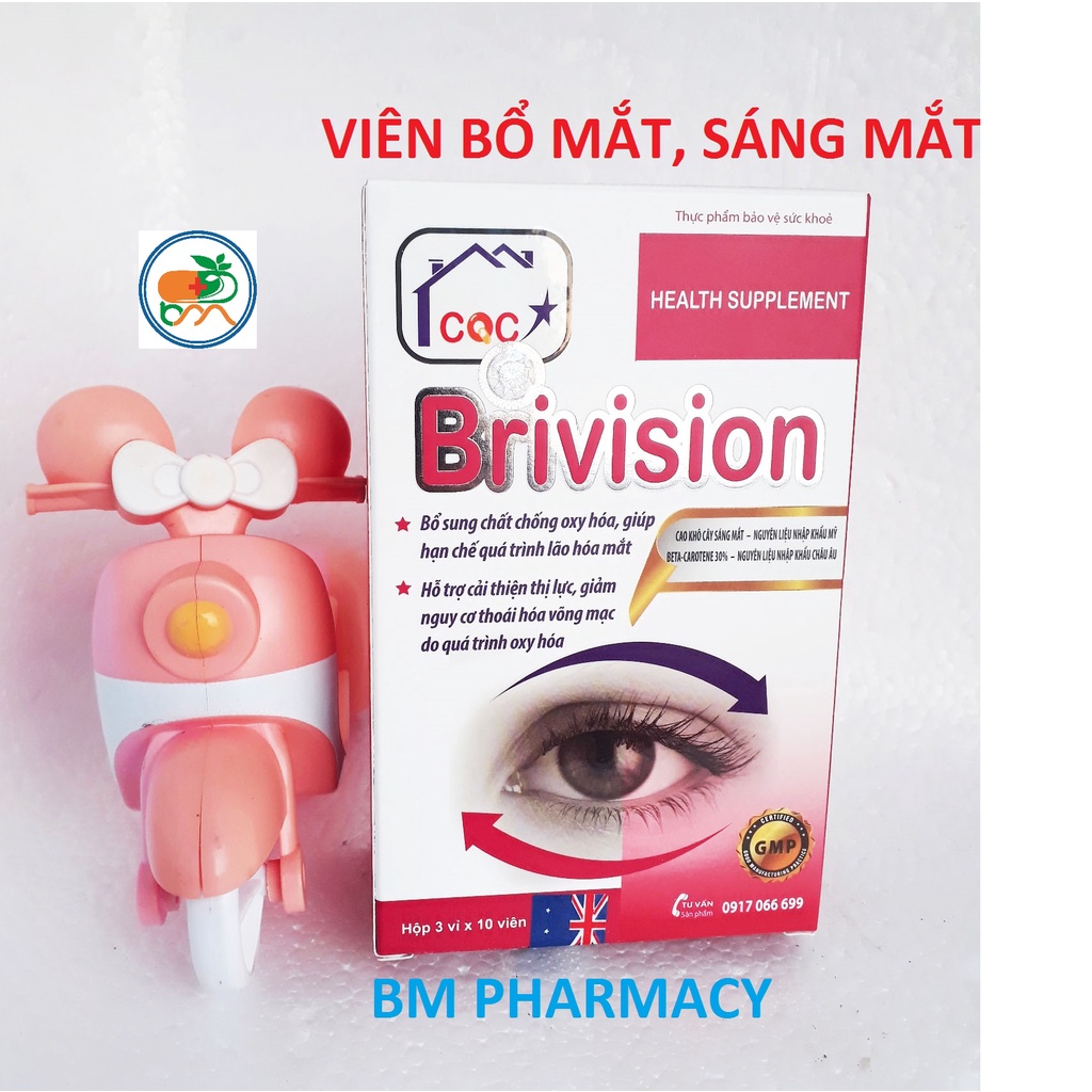 Viên bổ mắt BRIVISION, giúp cải thiện thị lực; giảm lão hóa mắt; giảm mỏi mắt, khô mắt