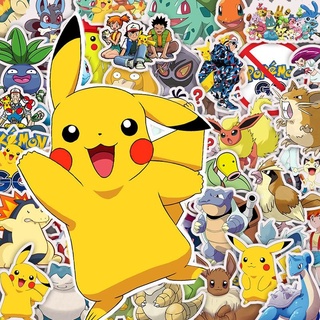 Bộ sticker chủ đề pokemon chống thấm nước trang trí mũ bảo hiểm, đàn, guitar, ukulele, điện thoại laptop