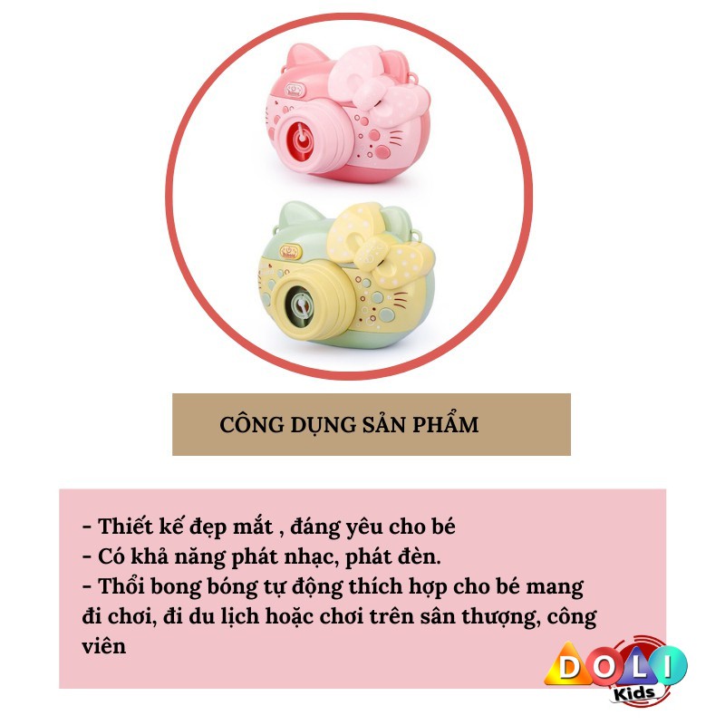 Máy chụp ảnh thổi bong bóng xà phòng chú heo phát nhạc Doli Kids