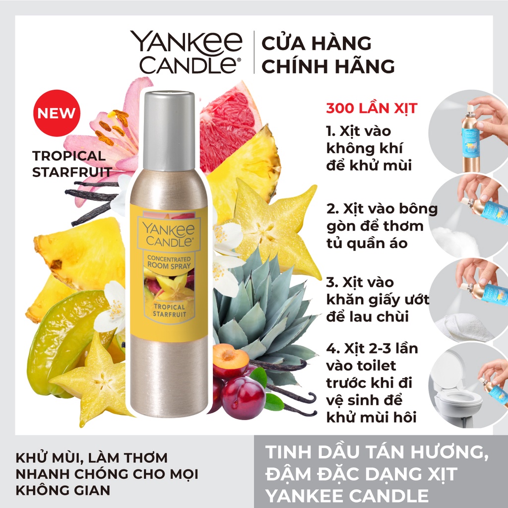 Tinh dầu tán hương đậm đặc dạng xịt Yankee Candle - Tropical Starfruit (42.5g)