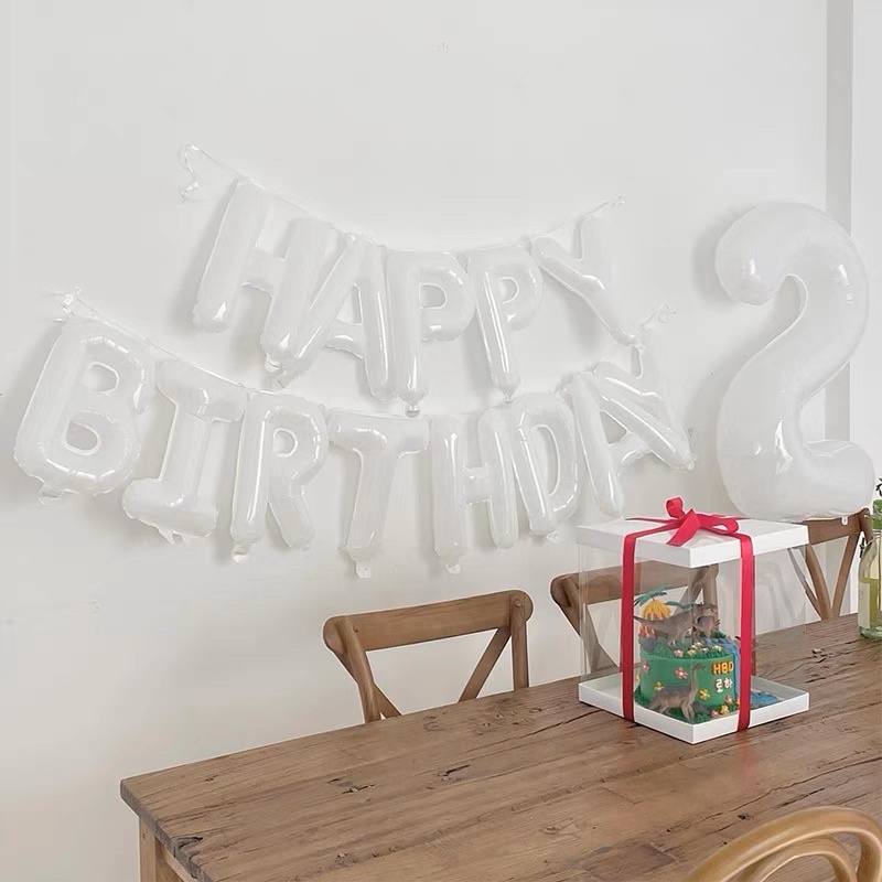Set Bong Bóng Lá Nhôm 16 Inch Hình Chữ Happy Birthday 3D Dùng Trang Trí Tiệc Sinh Nhật Cho Bé
