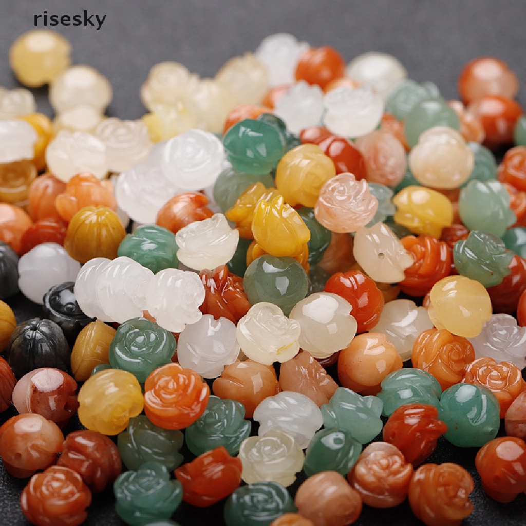 Set 3 Chuỗi Hạt Đá Mã Não Tự Nhiên Hình Hoa Hồng ♨Trên đó