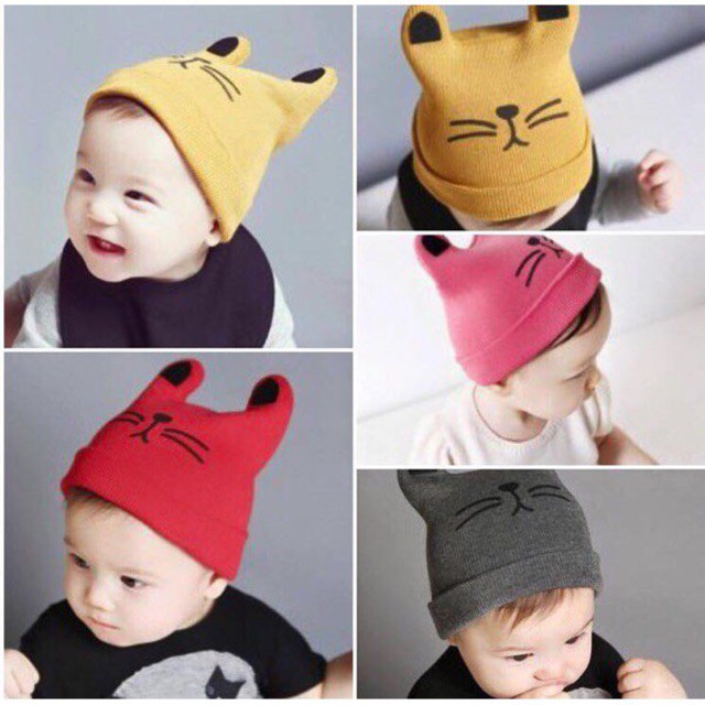 Mũ len tai mèo xinh đẹp cho bé trai, bé gái _MU9
