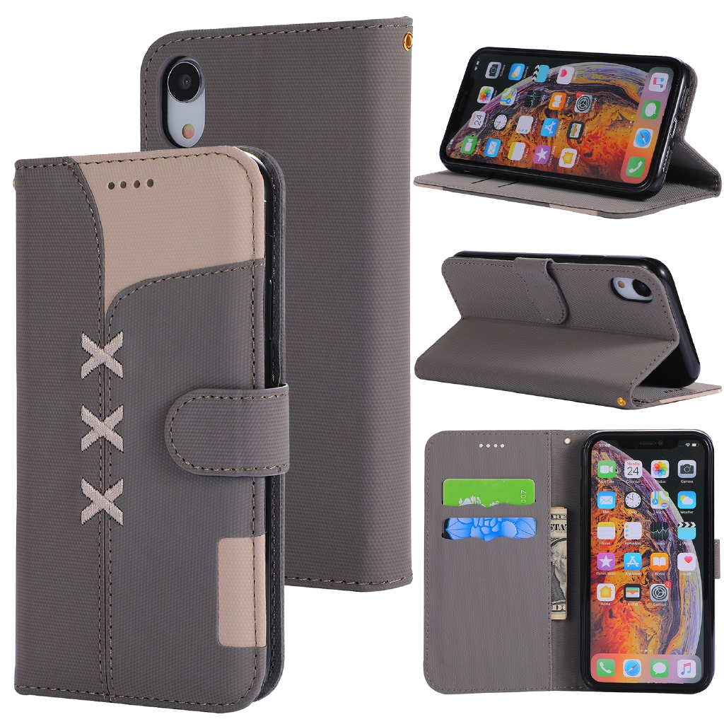 Bao da điện thoại bằng PU nắp lật thêu họa tiết kiểu ví cho Iphone 6 6S 7 8 Plus X XS Max | BigBuy360 - bigbuy360.vn