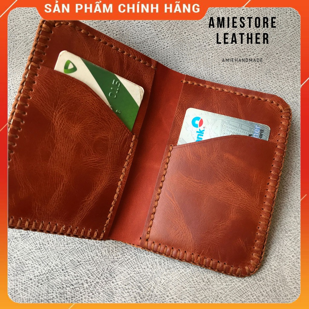 [ Rẻ Nhất ] Ví Da Handmade - Ví Da Bò Thật - May Tay Thủ Công