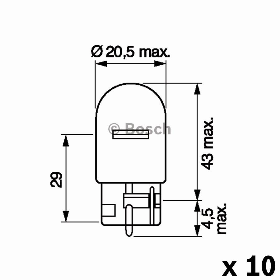 Bóng đèn tín hiệu W5W, W16W, W21W, W21/5W, T10, T15, T20 Hàng Bosch chính hãng