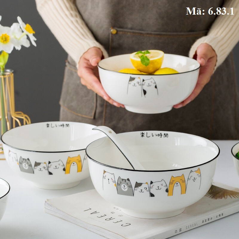 Bát đĩa mèo, bát đĩa xinh xắn bày đồ ăn, bộ đồ bàn ăn, tô, bát, đĩa: 6.83.1