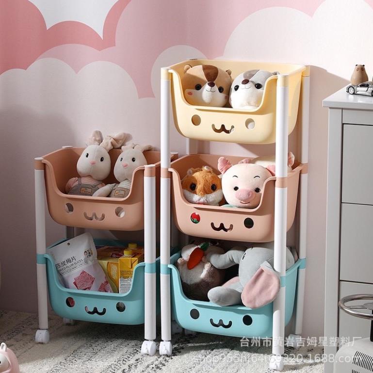 [Kho sỉ]  Kệ đựng đồ chơi cho bé, kệ đựng đồ cho bé đa năng có bánh xe.-kệ gấu