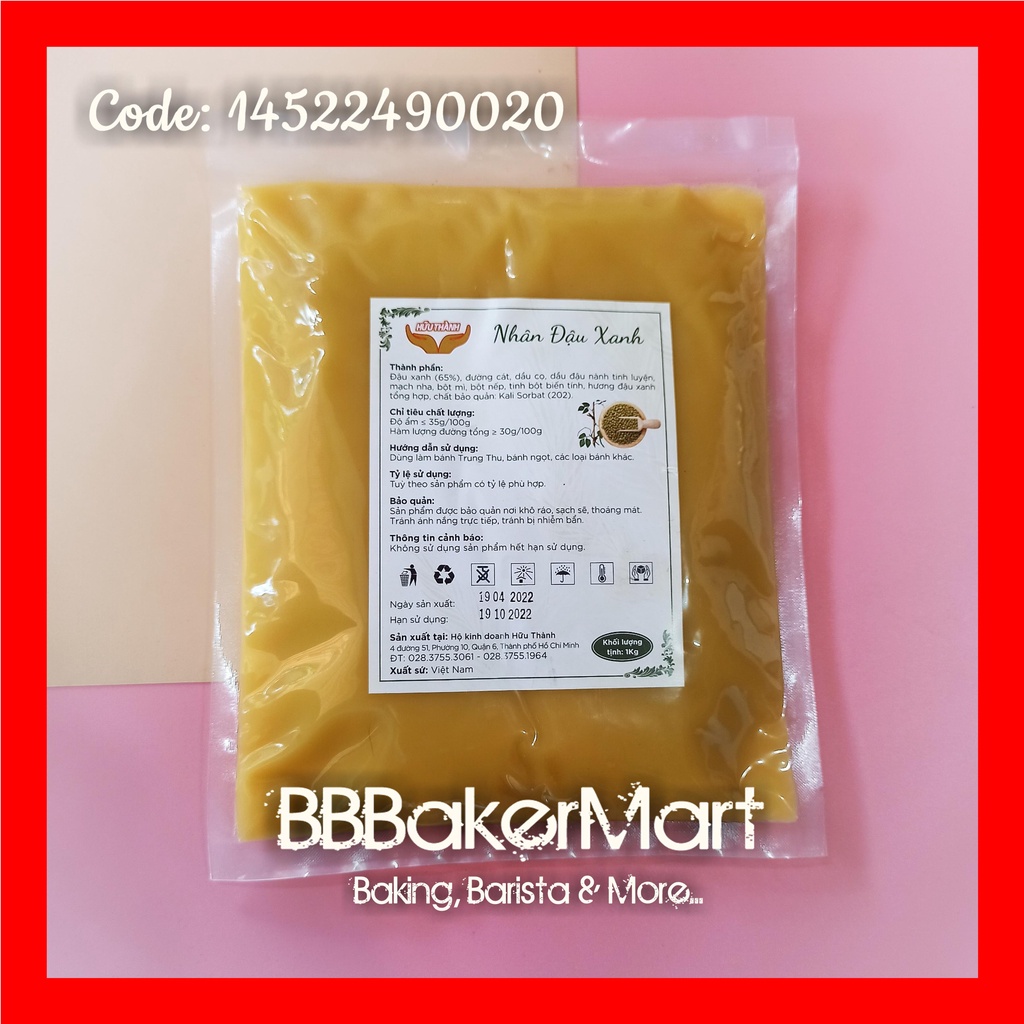 Nhân trung thu ĐẬU XANH ít ngọt HỮU THÀNH - 1KG