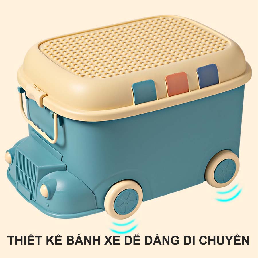 Thùng Đựng Đồ Chơi Cho Bé Có Bánh Xe Enoda Home, Hình Ô Tô Có Thể Chơi L.eGo Q013