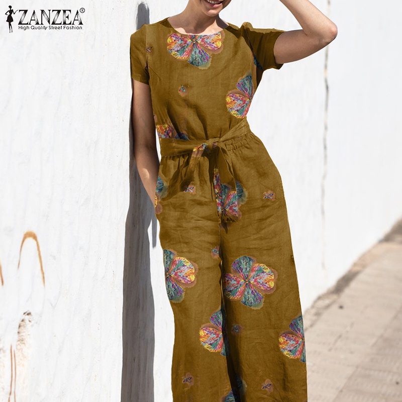 Áo liền quần Zanzea lưng thun có túi thời trang tùy chọn màu sắc cho nữ