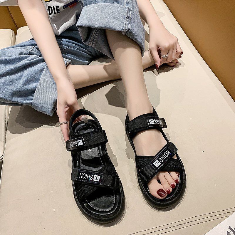 Giày Sandal Nữ MWC Đế Cao 3CM Quai Chéo Phối Chữ Siêu Xinh NUSD- 2853