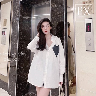 Áo sơ mi in hình tim ngực trái