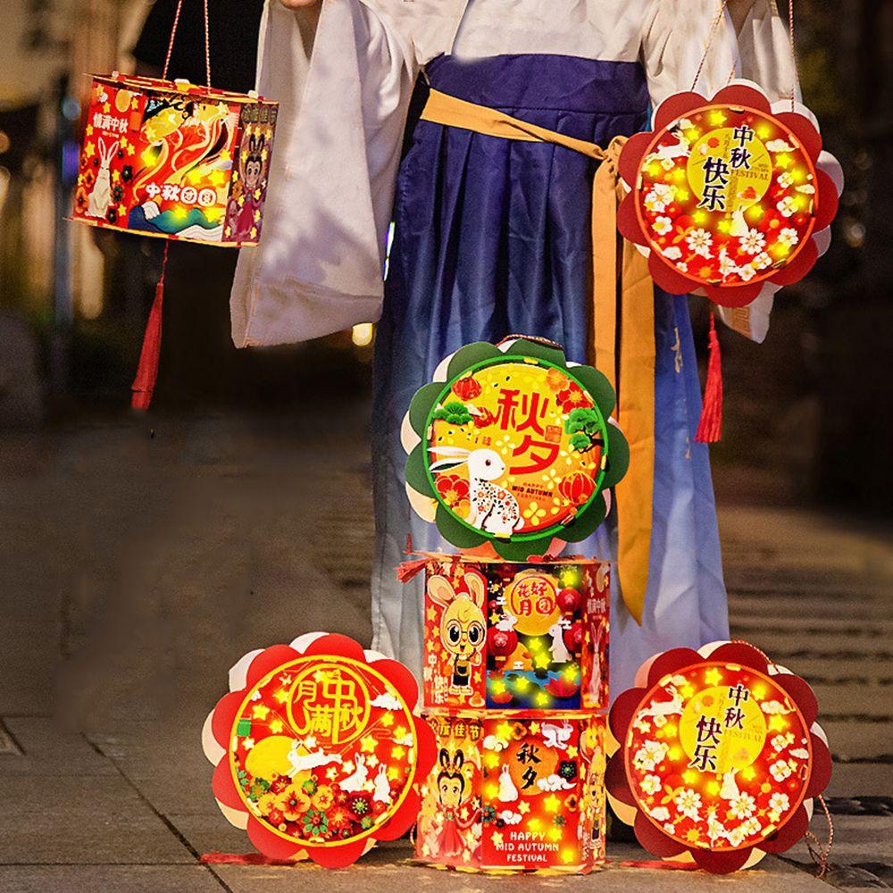 Lồng Đèn Giấy Họa Tiết Thỏ Hoạt Hình Trang Trí Lễ Hội Trung Thu