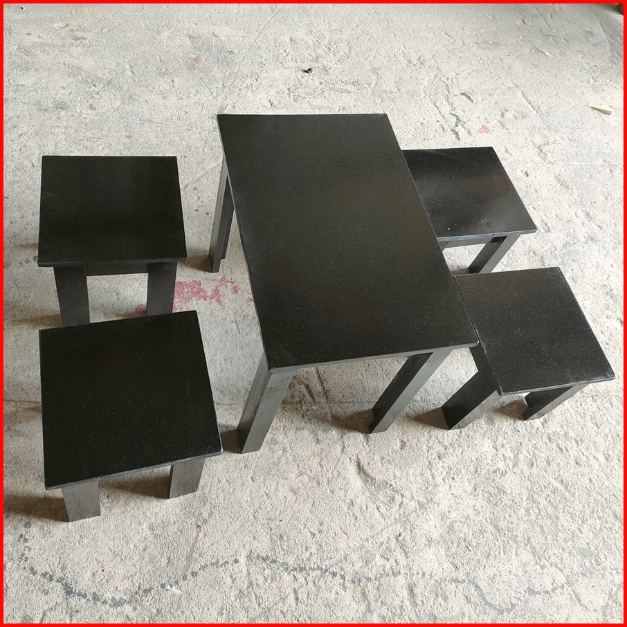 Bộ bàn ghế gỗ cà phê, Combo 1 bàn và 4 ghế gỗ cà phê không tựa