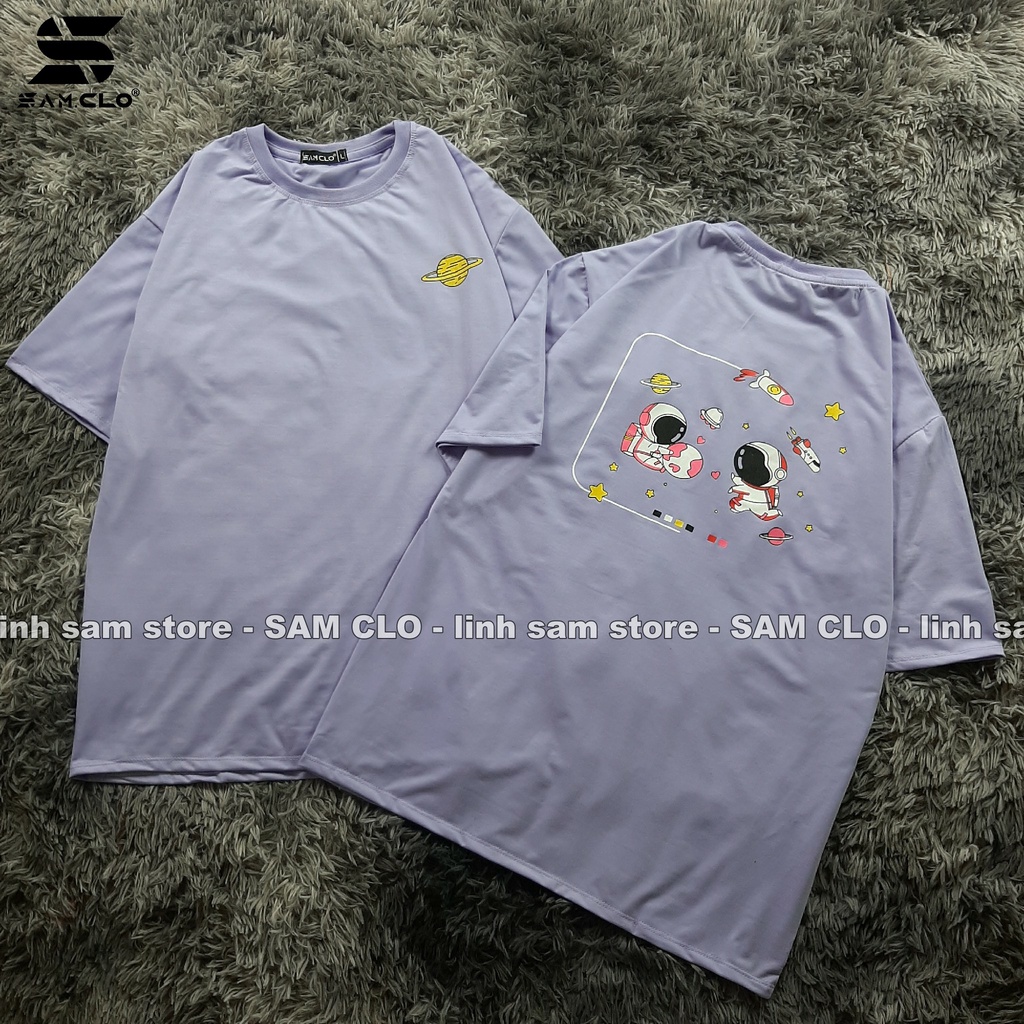 Áo thun tay lỡ nam nữ SAM CLO phông form rộng dáng Unisex, mặc lớp, nhóm, cặp in hình HÀNH TINH TÊN LỬA HAI PHG màu tím