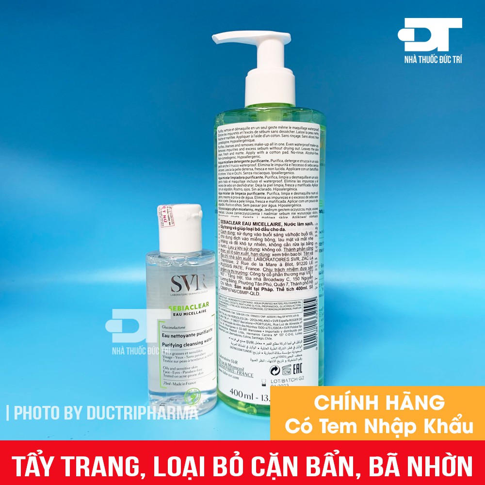 Tẩy trang SVR cho da dầu, mụn - SEBIACLEAR Eau Micellaire