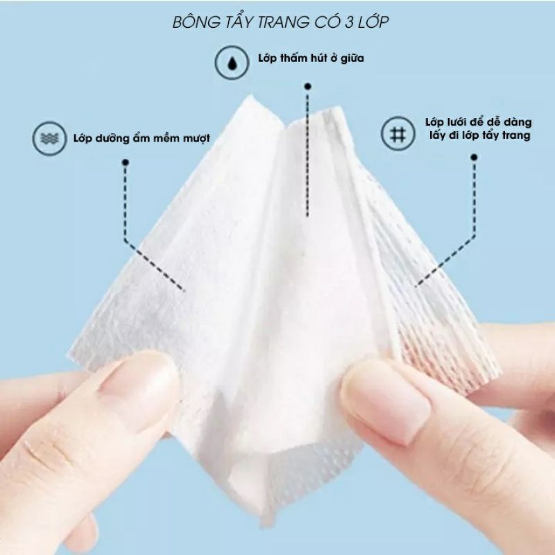 Bông Tẩy Trang 3 Lớp Cotton Pad 222 Miếng, Tẩy Trang Da Mặt