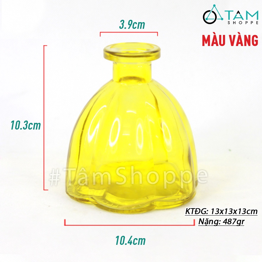 Lọ hoa thủy tinh trong suốt chụp bí 6 mùi nhiều màu LHTT-68