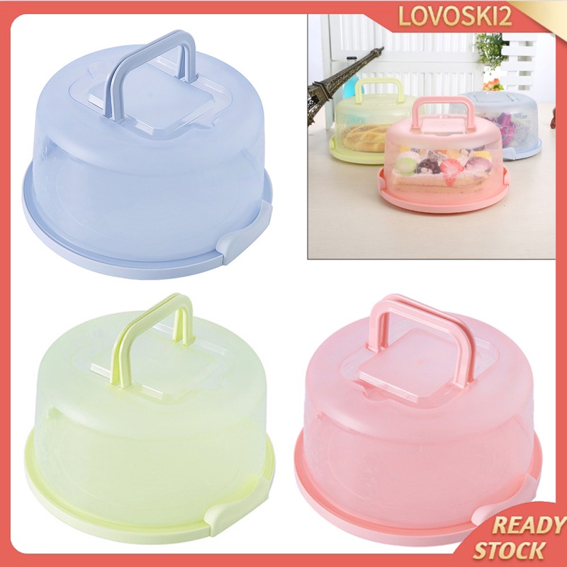 Plastic Cake Box Round Cake Storage Carrier Container Lockable Lid Blue