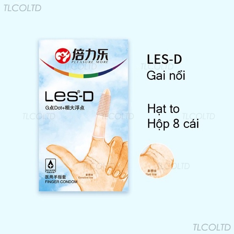 Bao cao su ngón tay HBM Les - D có gai Hộp 8 cái