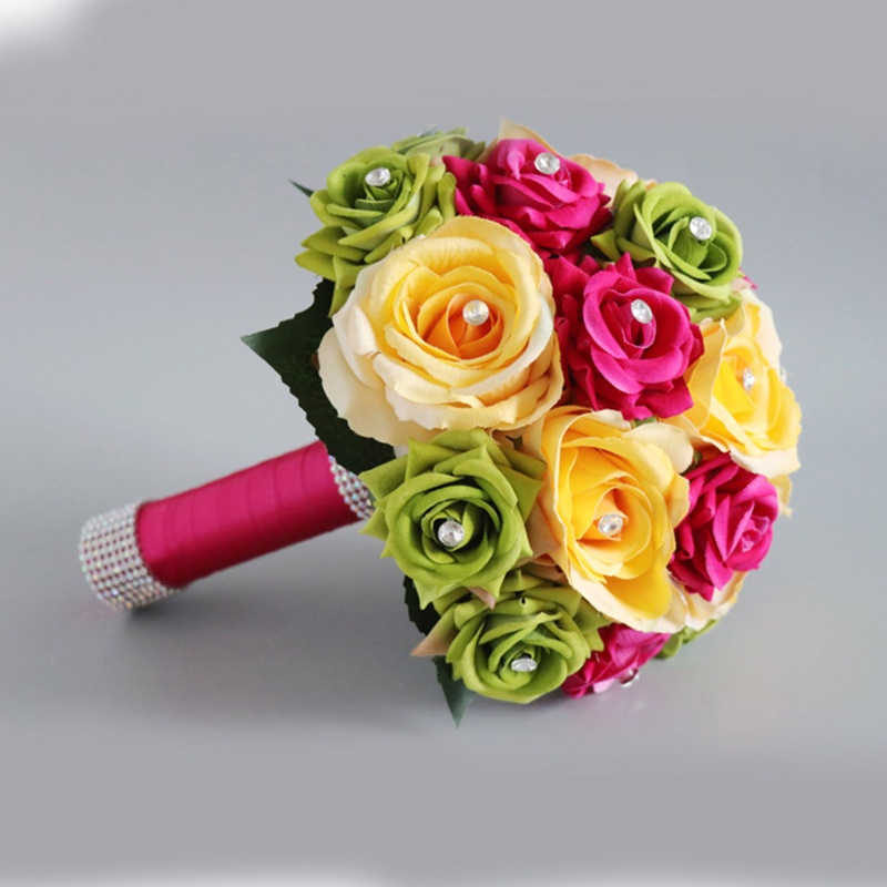 Bó Hoa Hồng Giả Nhiều Màu Trang Trí Tiệc Cưới / Valentine