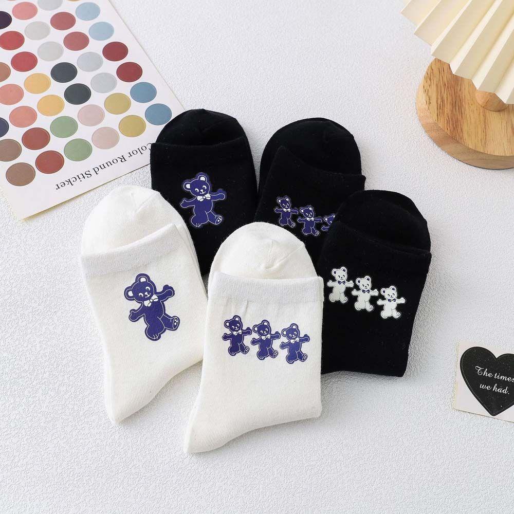 Vớ Ống Loe In Họa Tiết Gấu Hoạt Hình Dễ Thương Thoải Mái Thời Trang Xuân Thu Cho Nữ