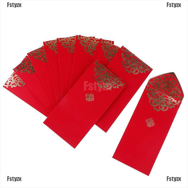 Set 10 Bao Lì Xì Màu Đỏ Phong Cách Trung Hoa Tiện Dụng