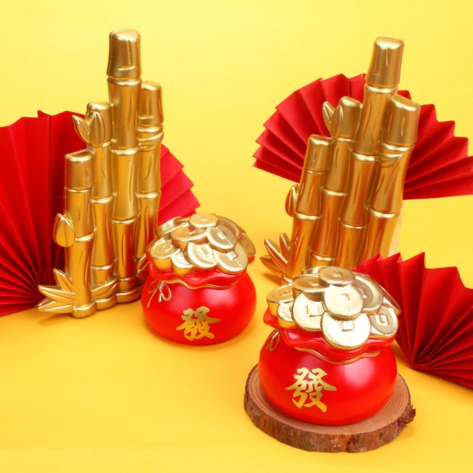 đồ trang trí bánh [FREESHIP]  cành trúc vàng trang trí tài lộc