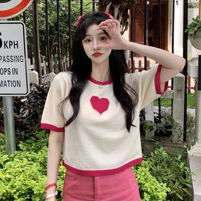 Áo thun ZHELIHANGFEI tay ngắn phối màu tương phản thời trang dành cho nữ