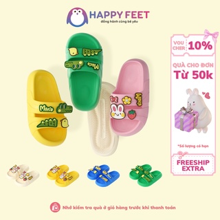 Dép đúc liền Cheeful Mario- Happy Feet 6601 chống trượt họa tiết hoạt hình đáng yêu thời trang cho bé trai bé gái